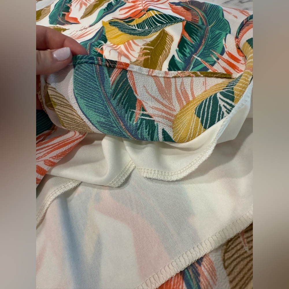 Urban Found NEW Mini Dress Small Tropical Leaf Print V Neck‎ Short Sleeve - Picture 6 of 7